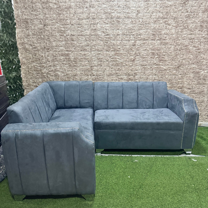 Mueble en L sofá para la sala con mesa de centro micro fibra gris claro
