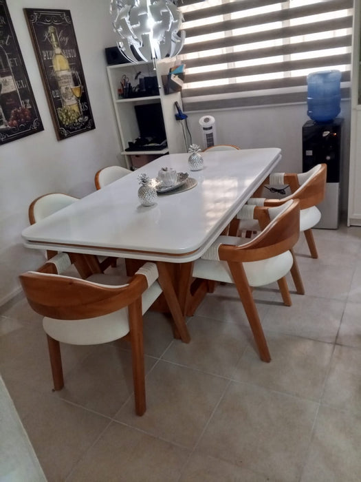 comedor de 6 sillas media luna madera preciosa