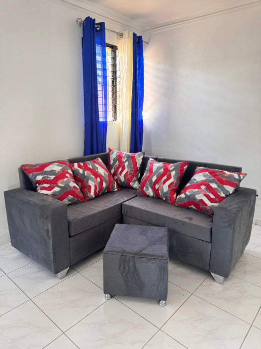 Mueble En L de 3 asientos con 5 almohadones