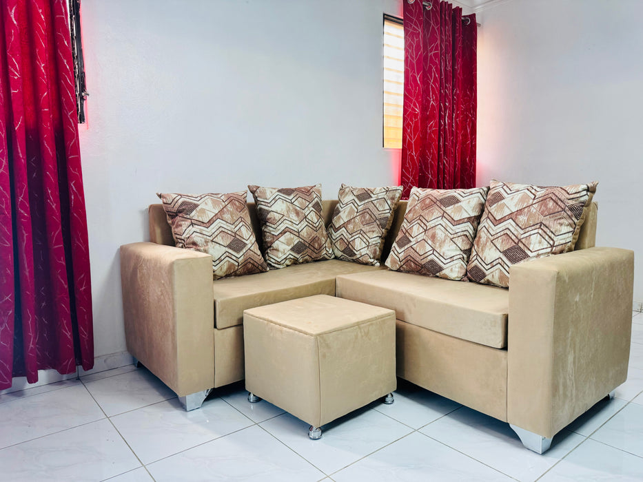 Mueble En L de 3 asientos con 5 almohadones
