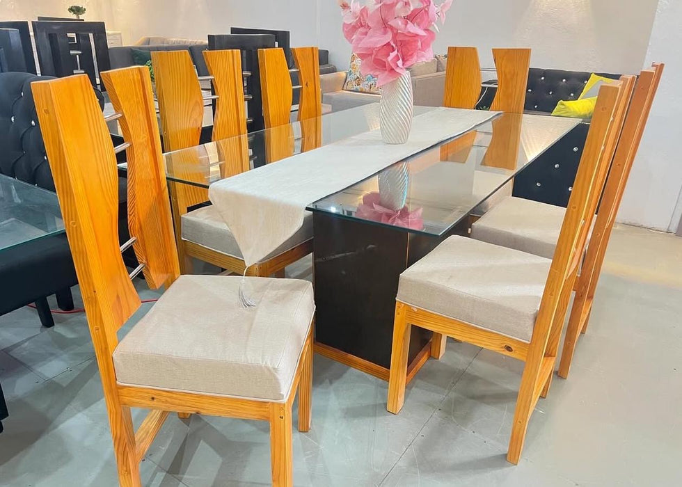comedor mini s tope de cristal 6 sillas