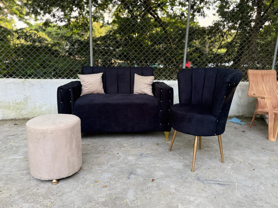 mueble che  3pcs sofa de 2 con flor de loto y otoman