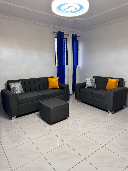 Muebles sofá para sala 3/2 en tela yutia gris