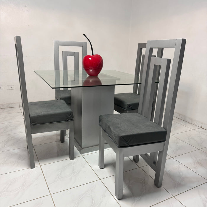 Comedor nk 4 silla madera color gris
