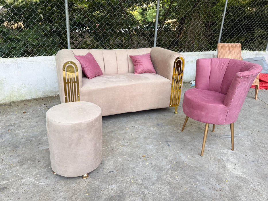 mueble che  3pcs sofa de 2 con flor de loto y otoman