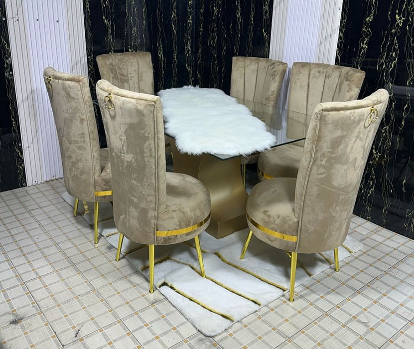 comedor luxury tapizado 6 sillas tope cristal