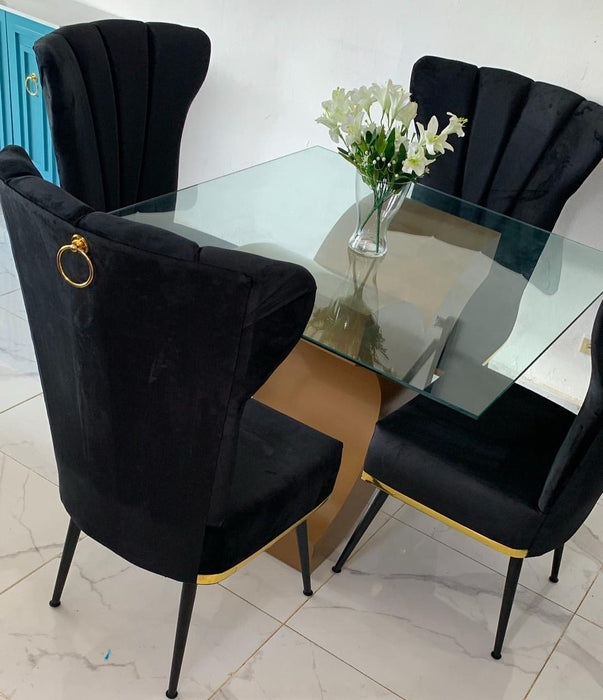 Comedor 4 sillas tapizado base en X