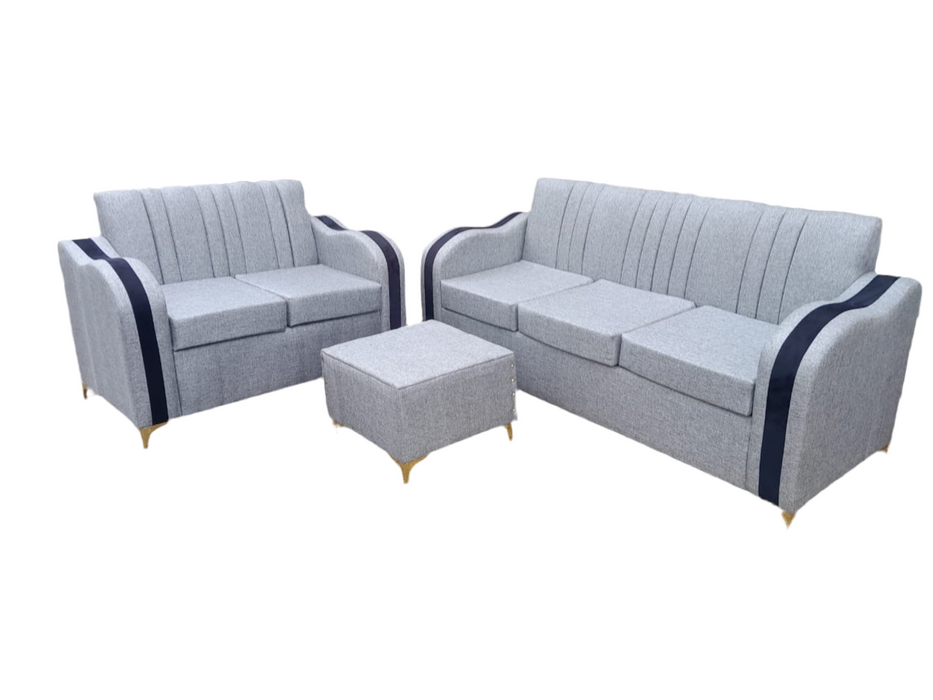 Juego de sofá 3/2 gris con detalle negro muebles para la sala micro fibra