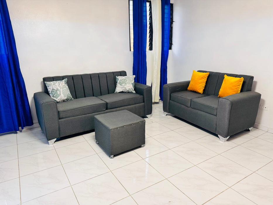 Muebles sofá para sala 3/2 en tela yutia gris
