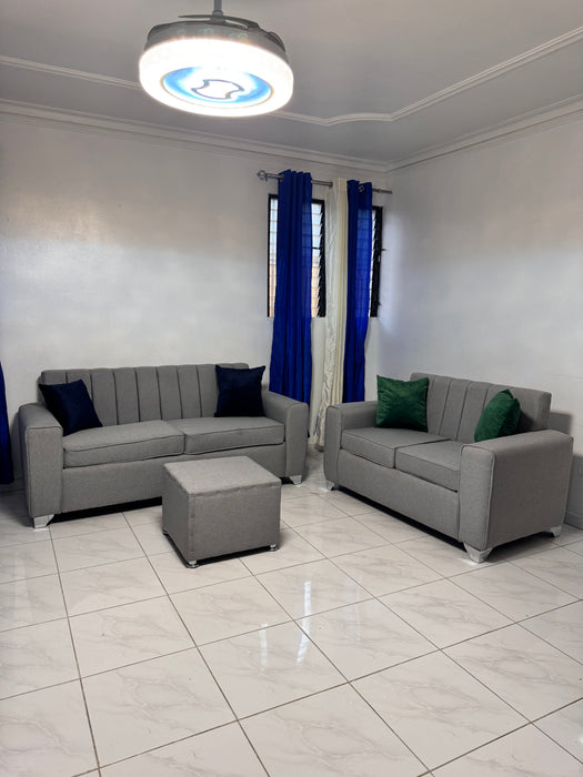 Muebles sofá para sala 3/2 en tela yutia gris