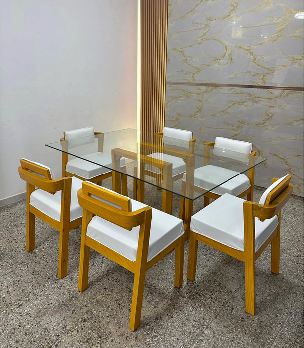 Comedor 6 silla tope cristal