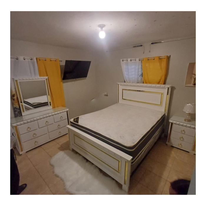 Juego de habitación diamante zafiro blanco con dorado