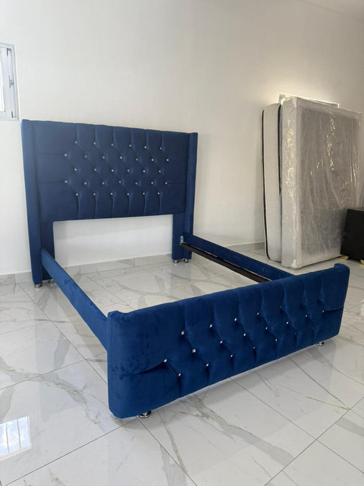 Espaldar Chambrana Tapizada para cama de 60¨ AZUL CAPITONEADO