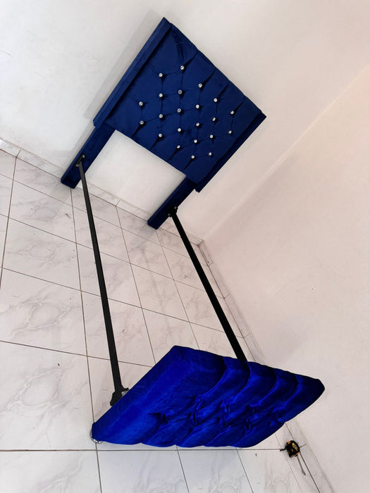 Espaldar Tapizado para cama en 39¨ AZUL CAPITONEADO