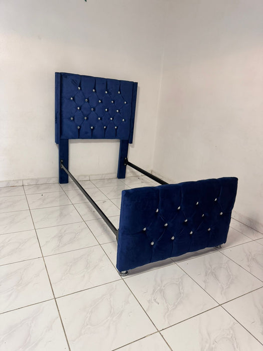 Espaldar Tapizado para cama en 39¨ AZUL CAPITONEADO