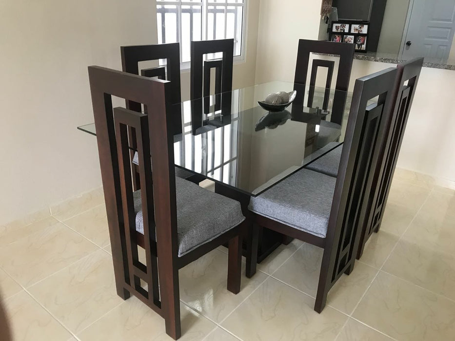 Comedor 6 silla tope cristal