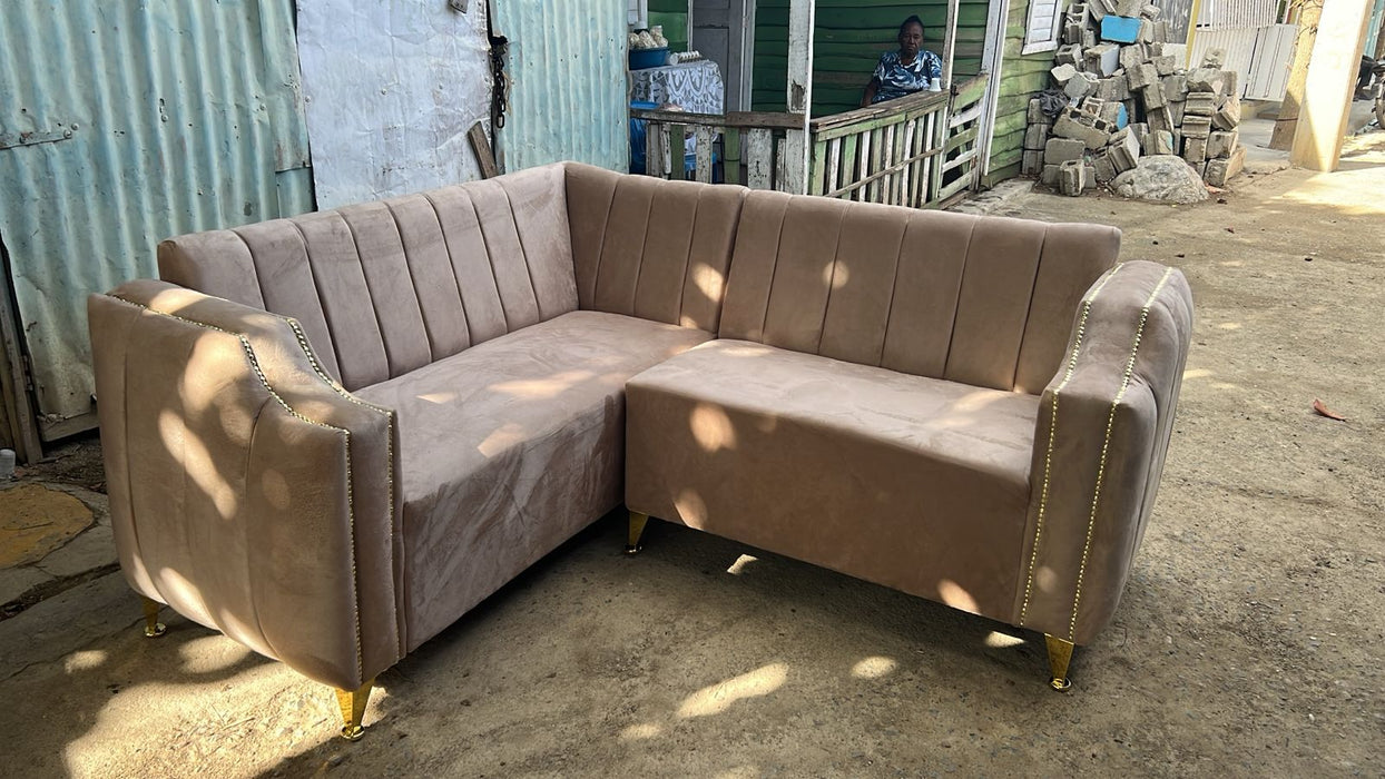 Mueble L brazos curvo beige 3s