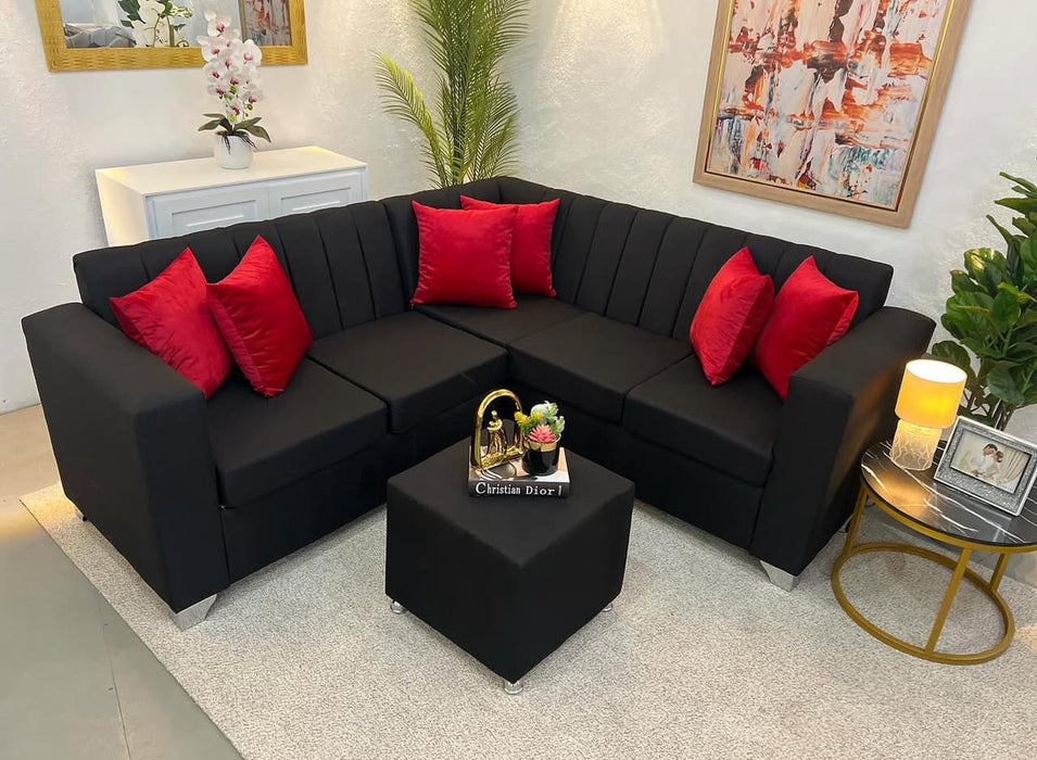 Mueble L negro 5 asientos