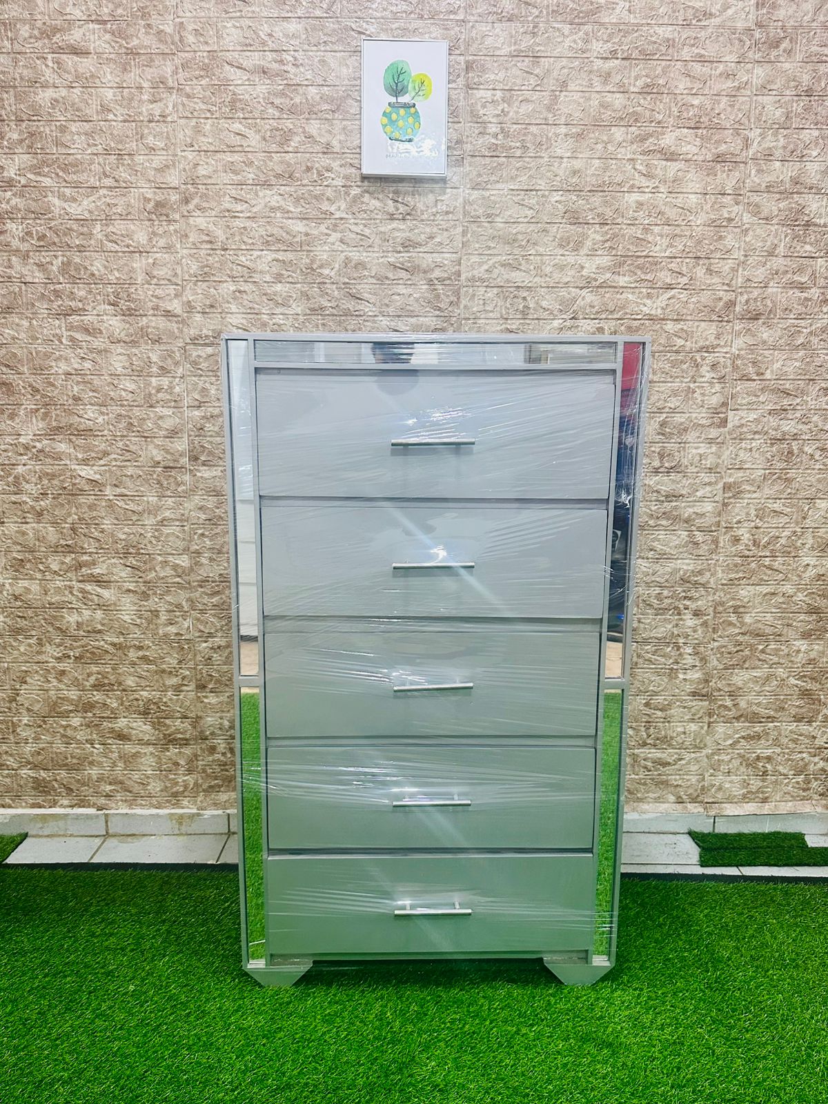 Biuro de Madera de 5 Gaveta  Gris