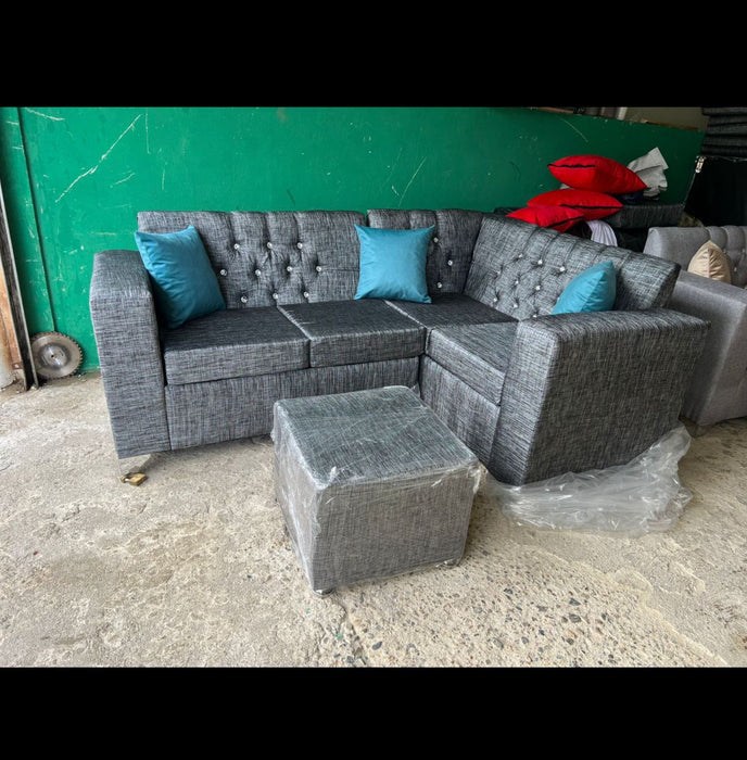 Mueble L Gris Capitoneado
