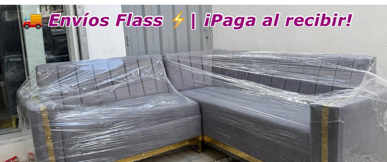 JUEGO DE MUEBLE L CON DORADO