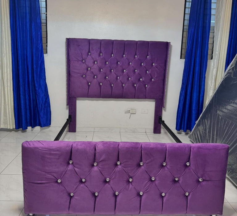 ESPALDAR TAPIZADO PARA CAMA DE 60 MORADO CAPITONEADO